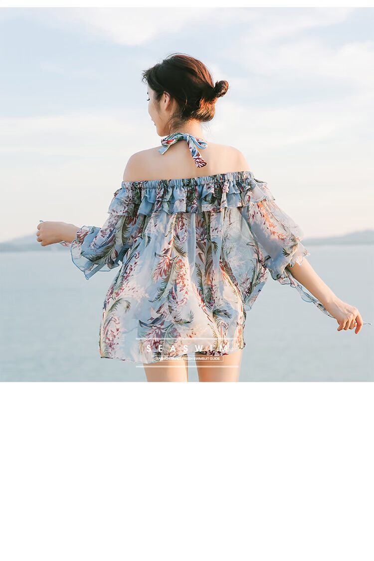 Cặp đôi đồ bơi mới bikini ba mảnh thép tấm tập hợp che bụng giảm béo bên bờ biển kỳ nghỉ quần nam quần bơi 	đồ đi biển đôi hà nội