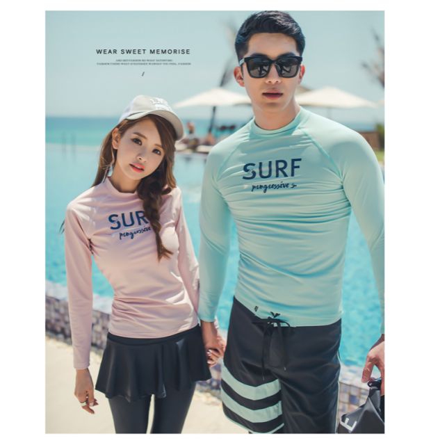 Bộ đồ lặn nữ dài tay áo tắm chống nắng sứa quần áo chia ống thở phù hợp với cặp đôi phù hợp với đảo quần áo lướt sóng nam 	đồ đôi đi biển màu trắng	