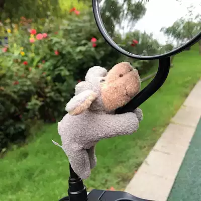 Electric bicycle decorative accessories Electric car accessories Rear mirror modification hug sheep cute female motorcycle doll universal