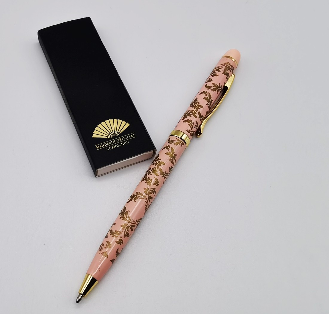Lantine Hotel Ballpoint Pen Luxurious with Texture Classic Pink Sculpture Flower Signing Pen