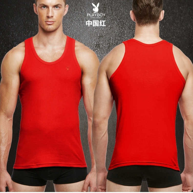 Playboy cotton đỏ vest nam sinh năm heo là heo cưới lớn đỏ nam vest đáy quần lót comple tuổi 50