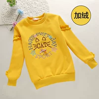 Áo thun cotton cotton cho bé gái cộng với nhung mùa thu đông phiên bản Hàn Quốc áo thun trẻ em tay dài thời trang thời trang bé trai