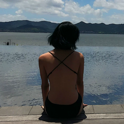 Кружевной черный купальник, коллекция 2022, европейский стиль, кружевное платье, с открытой спиной