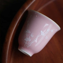 Pick tea | Long-term powder glaze pile white plum blossom | Smelling Cup Master Cup handmade tea cup Chinese high temperature porcelain