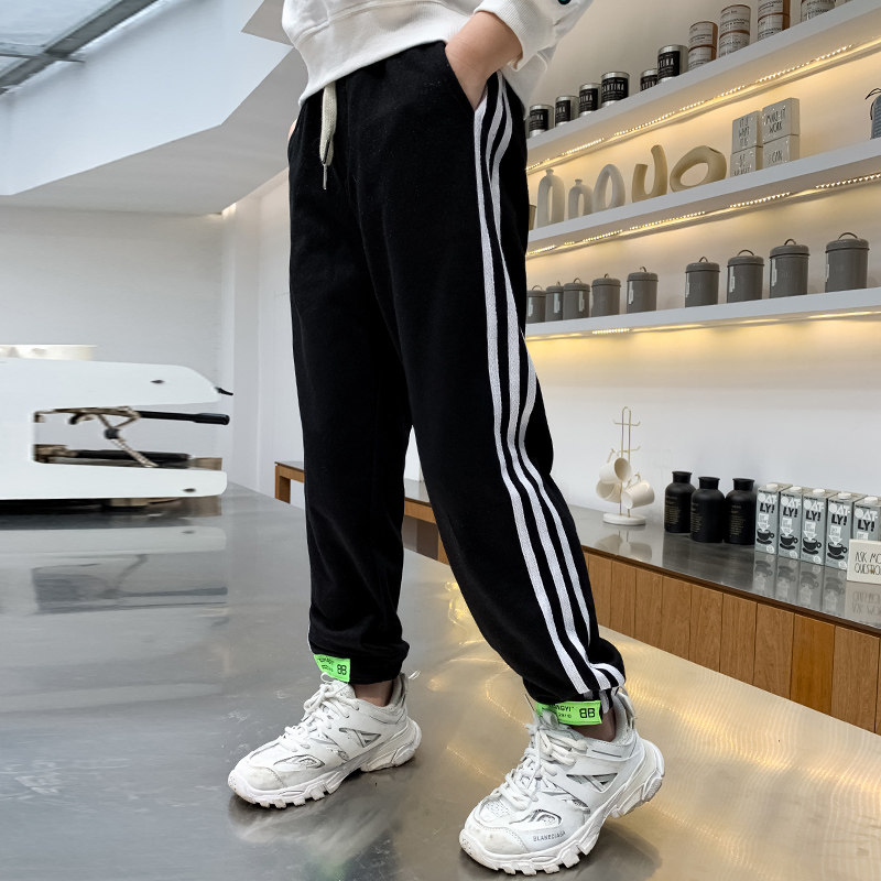 Boys' spring trousers children Foreign style Joker casual pants in big children 2021 New loose leg sports pants