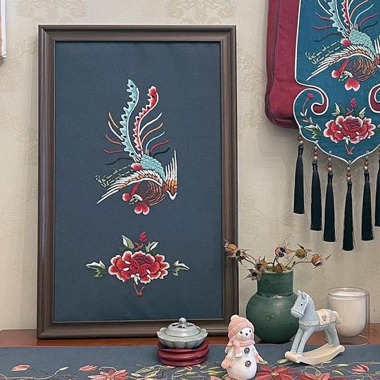 家装挂画凤穿牡丹手工DIY传统中国风古典非遗刺绣材料包绣花套件