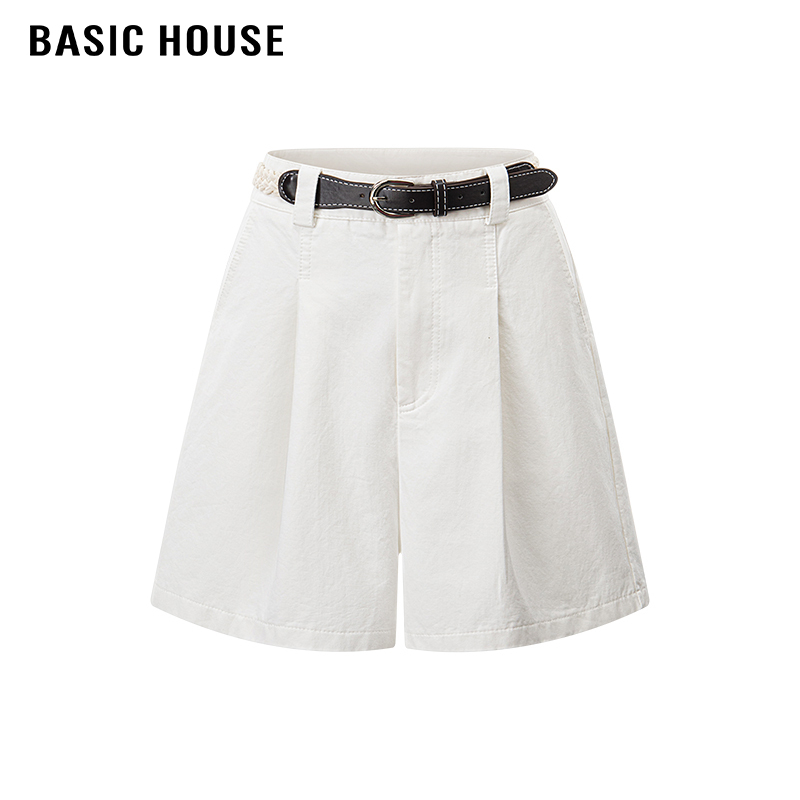 Baijiahao/Basic House High-Waist Design Belt Casual Work Clothing Small Fashion Straight Shorts for Women Baijiahao/Basic House High-Waist Design Belt Casual Work Clothing Small Fashion Straight Shorts for Women