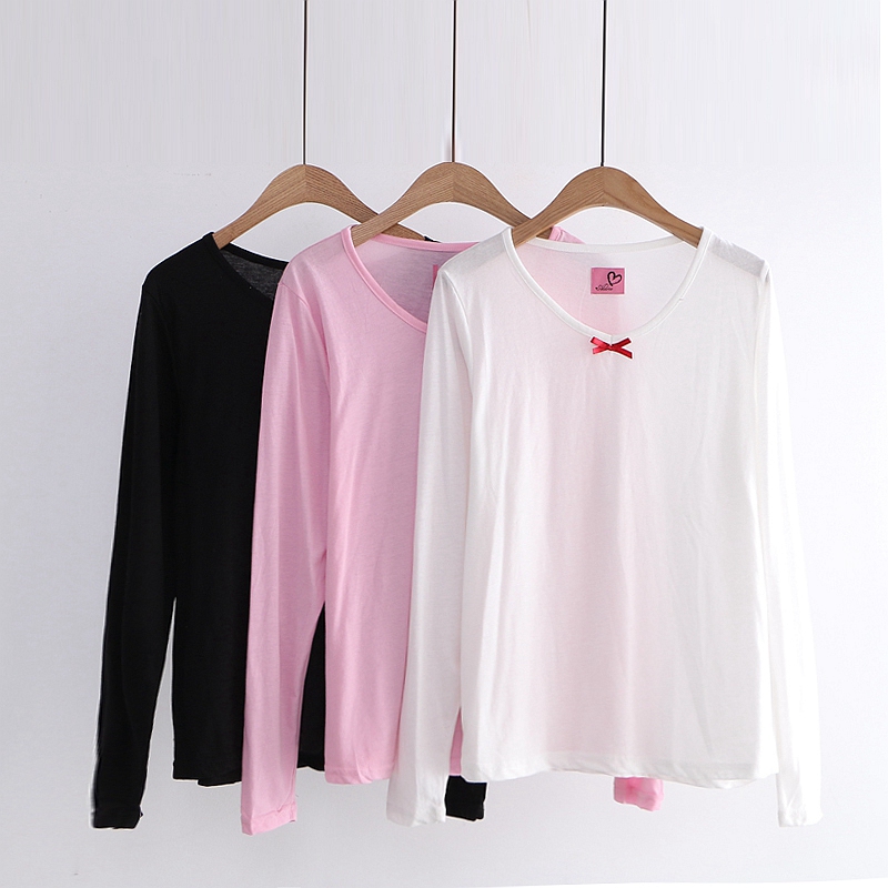 100 lap t-shirt autumn new foreign trade women's dress minimalist base V neckline with large size and long sleeve head jacket 7167