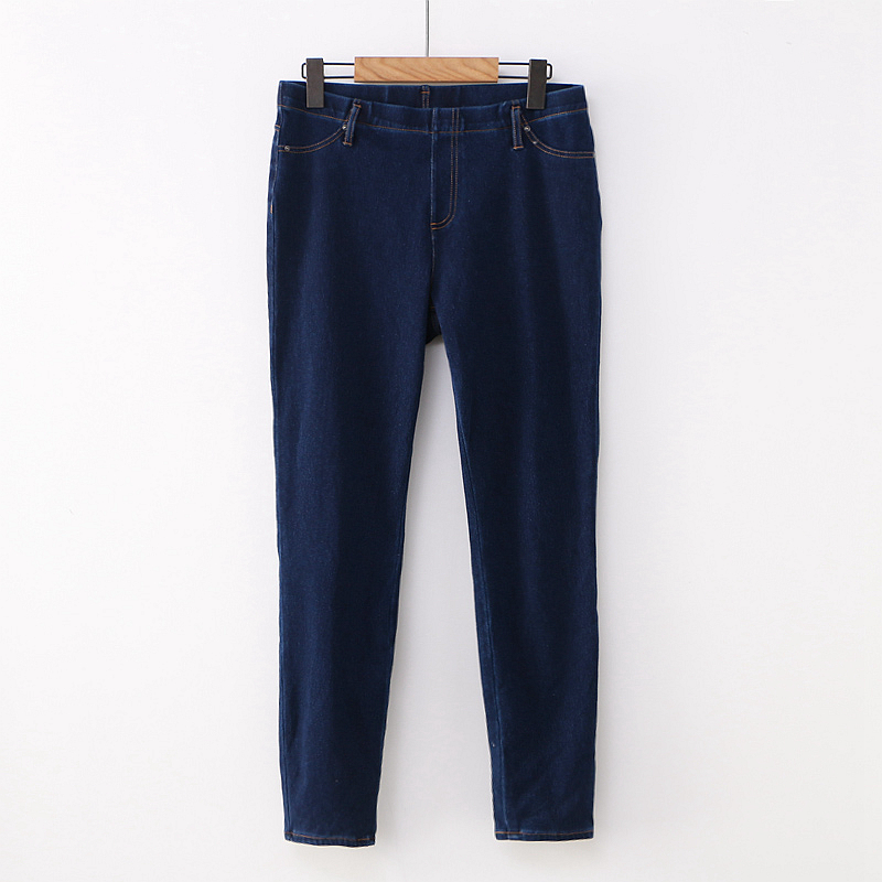 100 lap jeans autumn new foreign trade female commuter pure water washout grinding white tightness waist tight elastic long pants 7568