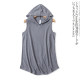 Hooded sleeveless T-shirt spring and summer new foreign trade women's clothing versatile casual solid color pullover loose large size top 17791