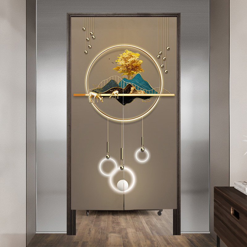 Chinoiserie Accessible Luxury Elk Long Door Curtain Entrance Toilet Curtain Kitchen Bathroom Partition Curtain Bedroom Hanging Curtain