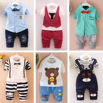 Childrens clothing boys spring clothing boys cotton long sleeve 0-1 set 2 to 3 years old and a half 4 years old children clothes tide baby