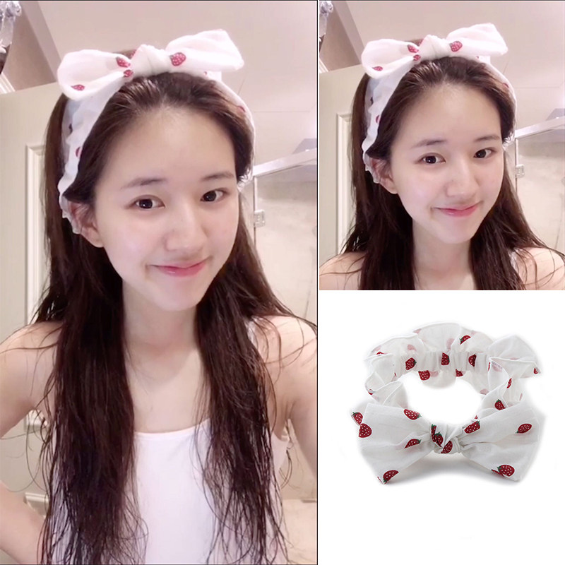 Small red book Zhao Ruth with the same style of face wash bouquet with Korean cute strawberry make-up head hoop brief net red hair hoop-Taobao