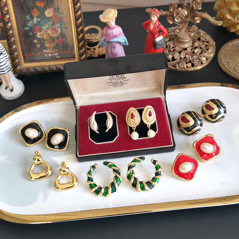 vintage overseas custom vintage modern retro elegant pearl gold plated anti-allergy ear clip 925 ear pin needle