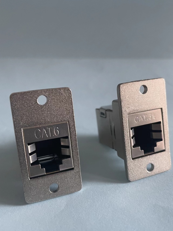 Network Module Cat6 Full Metal Shielded Square Type Category 6 Panel Mount Rj45 Docking Straight-Through Socket Super Category 5+