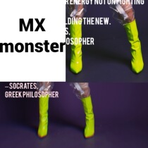 MXmonster Independent Design Fluorescent Green Patent Leather Boots