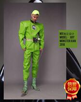 MX monster design wide shoulder short wide shoulder green short leather jacket chest bag for men and women