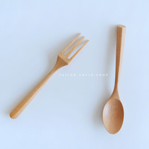 Dressmaking great uncles Japanese style and wind woody spoon fork Lower afternoon tea cake sweet fruit fork Dinner Plate Wooden Spoon Suit