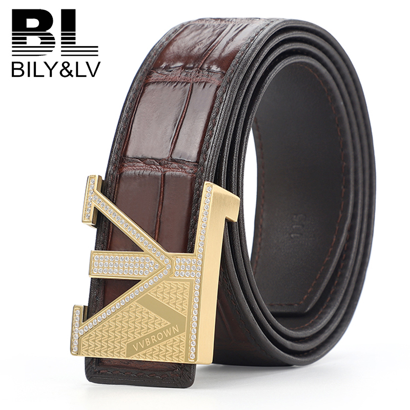 Bily&lv Avocado Leather Strap Men Luxurious Medium Youth Pants With Stainless Steel Smooth Buckle Pants Belt Male Dermis