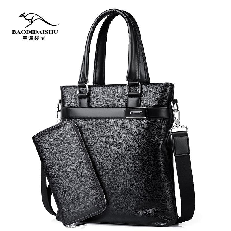 Treasure Chic Kangaroo Men Handbag Business Briefcase handbags Hand-in minimalist Shoulder Bag Single Shoulder Bag Vertical Leather Bag