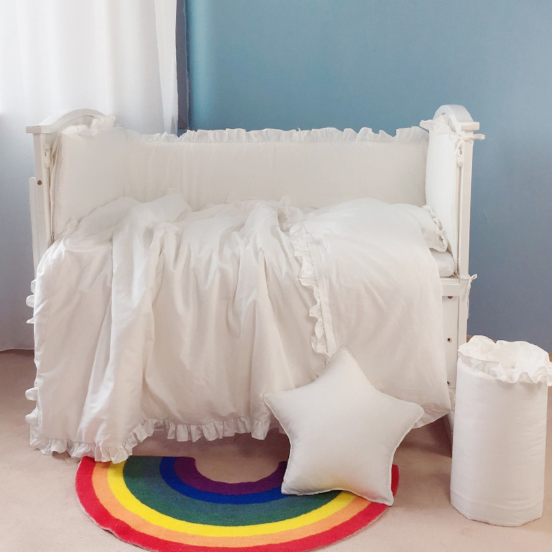 ins Nordic cotton baby bedding Pure cotton fall-proof newborn bed apron bed Li breathable anti-collision fence bed kit