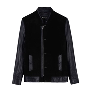 Giá TE! ASHUI Men Leather Leather Men Slim Slim Đẹp trai Cổ áo khoác da cừu