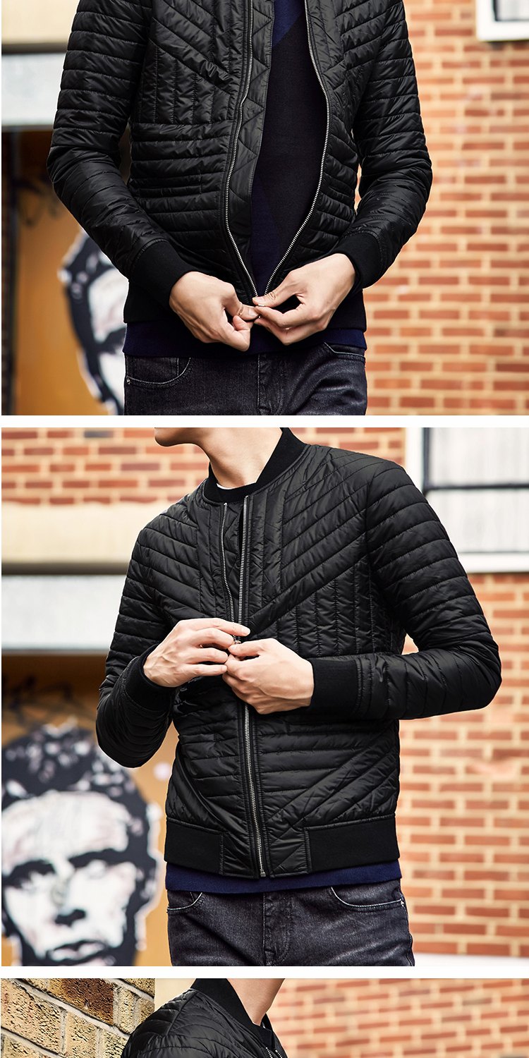 2018 mùa thu và mùa đông chim chim áo bông nam cổ áo bóng chày cotton đen áo khoác trẻ trung áo khoác ngắn áo khoác nam kaki