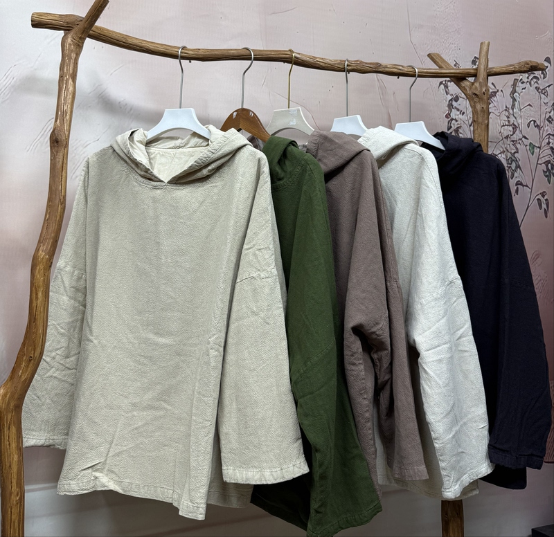Yaxuan High-Quality Pure Linen Double-Layer Hooded Sweatshirt 150/66