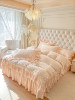 Class a Thickened Carved Milk Velvet Four-Piece Set with Quilted Bedspread, French Princess Style Ruffled Lace Bed Sheet and Duvet Cover for Winter