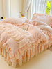 Quilted Warm Milk Velvet Bed Skirt Four-Piece Set Princess Style Lace Trim Double-Sided Fleece Duvet Cover Thickened Bed Skirt