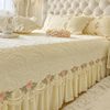 Winter Thickened Milk Velvet Lace Bed Cover Single Piece Three-Piece Set Quilted Cotton Solid Color Short Plush Lace Bed Skirt
