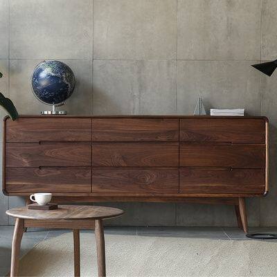 Nordic minimalist solid wood storage cabinet nine bucket bedroom living room dining cabinet large capacity black walnut cherry wood oak