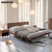 North American black walnuts wood bed minimalist modern bedroom furniture 1 8 m 1 5 m single double bed wood full solid wood bed
