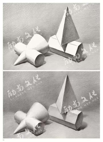 入门教学素描几何体 2022励尚文化基础绘画石膏几何形体单个到组合完整范画石膏素描临摹范本结构明暗造型解析排线教程书籍