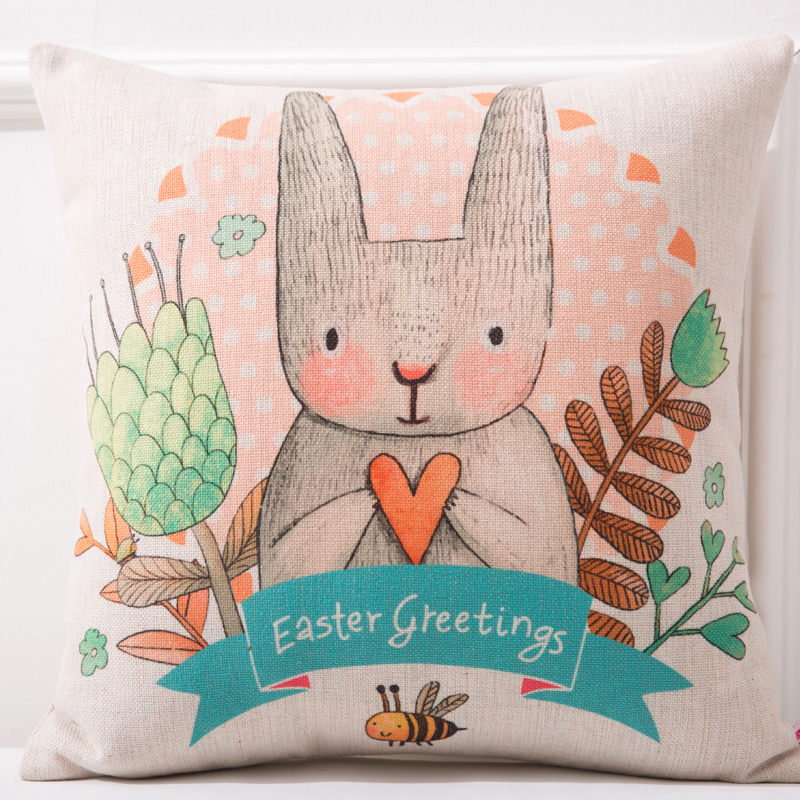 Cartoon Pillow Office Afternoon Nap Sofa Bed Head Cushions Car Waist Pillow Linen Hello Rabbit