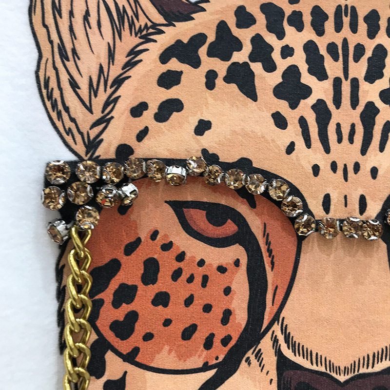 磨毛短袖t恤女2023秋冬加厚重工镶钻时尚老虎头上衣ins潮一件代发详情14