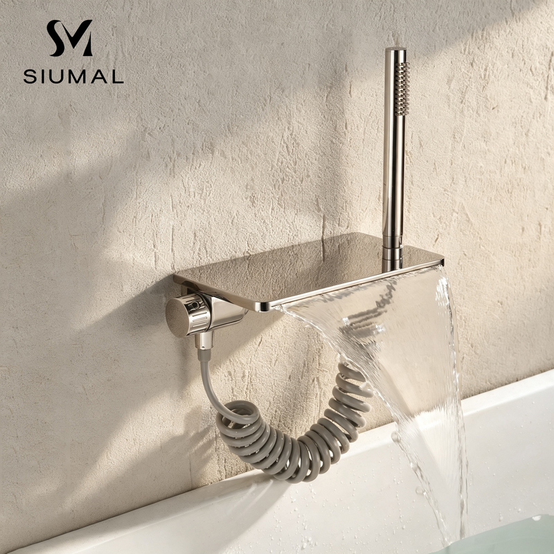 Siumal Exposed Bathtub Faucet, Hot and Cold Wall-Mounted Bathtub Sink Waterfall Faucet Siumal Exposed Bathtub Faucet, Hot and Cold Wall-Mounted Bathtub Sink Waterfall Faucet