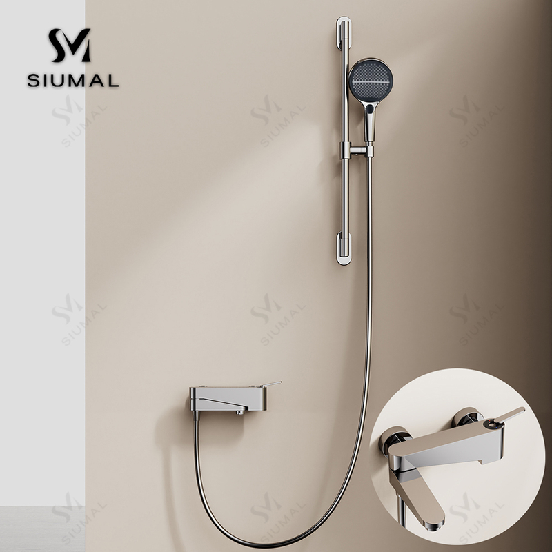 Simple Shower Faucet with Single Handle, Rotatable, with Lift and Wall-Mounted Features, Bathroom Shower Faucet
