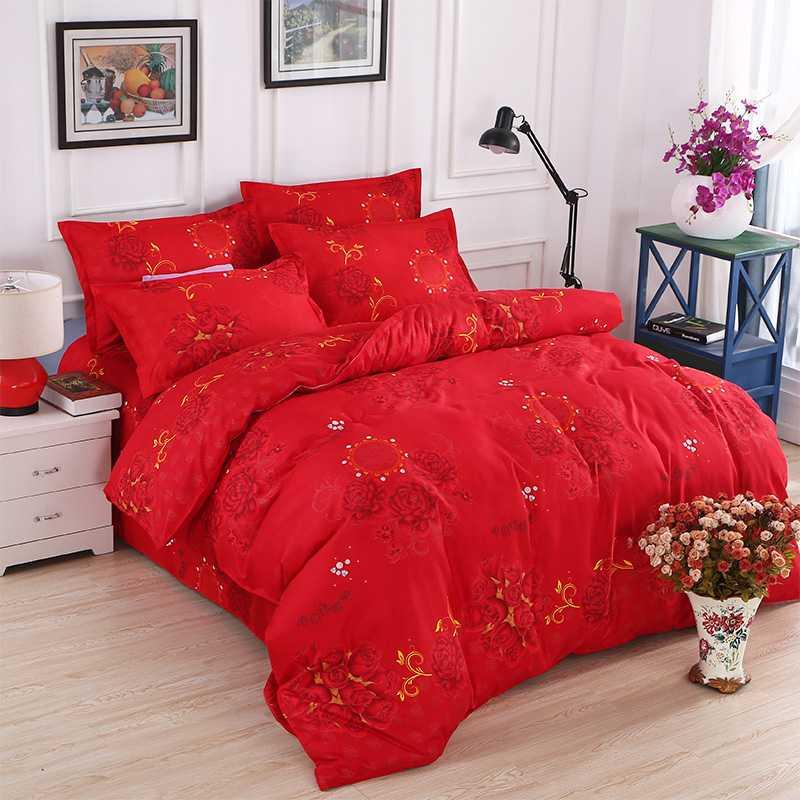 Big red quilt cover single simple single double quilt cover 15m 18m 20m imitation cotton red wedding quilt cover