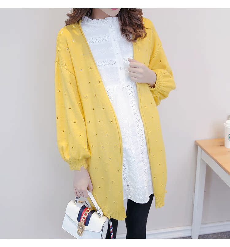 Mùa thu kích thước lớn thường phụ nữ mang thai cardigan + áo sơ mi thời trang hai mảnh mùa xuân và mùa thu phụ nữ mang thai phù hợp với áo len đan phù hợp với