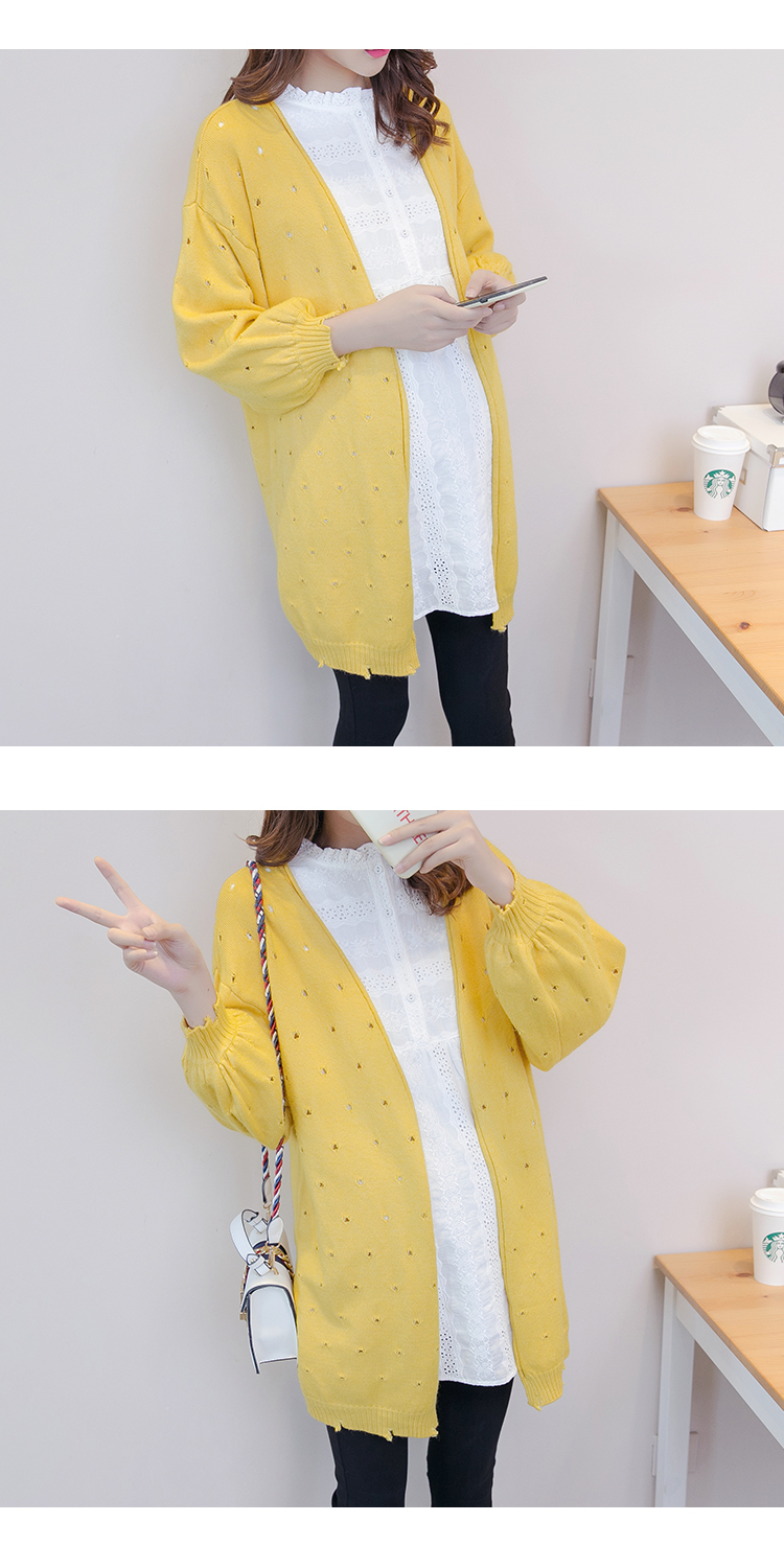 Mùa thu kích thước lớn thường phụ nữ mang thai cardigan + áo sơ mi thời trang hai mảnh mùa xuân và mùa thu phụ nữ mang thai phù hợp với áo len đan phù hợp với