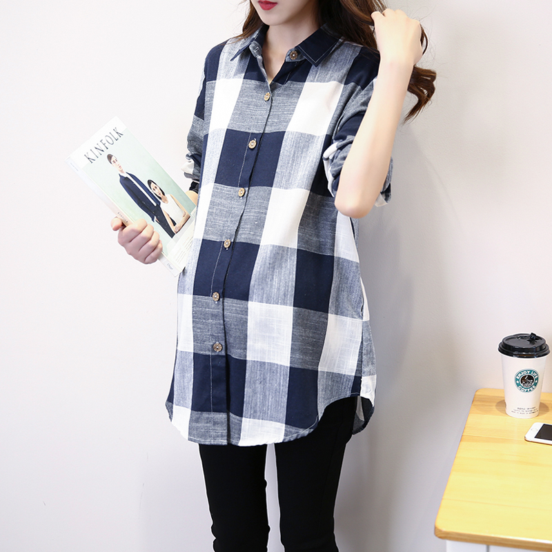 Spring dress Korean version stand up collar long sleeve maternity shirt short style base top Spring and autumn maternity dress casual women t maternity T-shirt