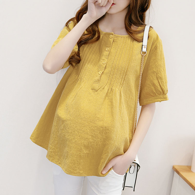 Crew neck loose large size short sleeve maternity T-shirt 2021 summer maternity short version shirt top Casual T-shirt tide