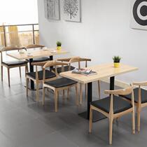 Custom Solid Wood Dining Table Canteen Restaurant Hotel Small Eating Shop Bar Day Stock Roast Storefront Restaurant Table And Chairs Commercial