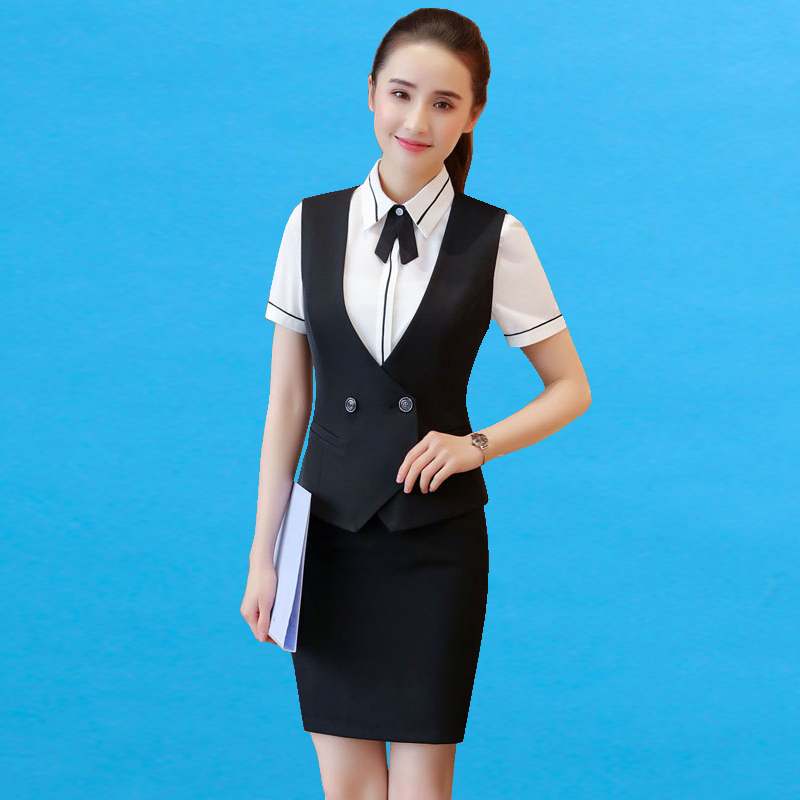 Làm đẹp workclothes mùa hè ngắn tay quầy lễ tân cửa hàng đồ trang sức chuyên nghiệp quần áo bảo hộ lao động đồng phục tiếp viên hàng không chiếc váy của phụ nữ