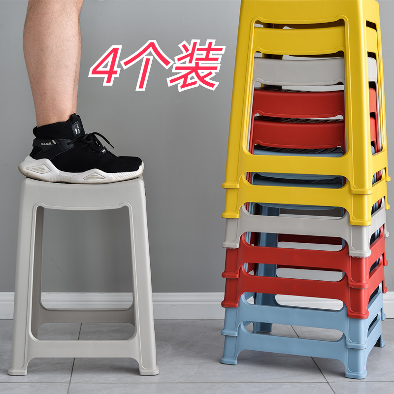 Xiutian Long thick dining table bench household dinner cooked stool plastic bathroom anti - slip stool 4 suits