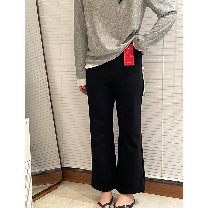 Seawhen Urban Film-Style Flared Pants, Autumn Kendall Jenner Style Margiela Embroidered Little Black Pants, Cropped Pants Seawhen Urban Film-Style Flared Pants, Autumn Kendall Jenner Style Margiela Embroidered Little Black Pants, Cropped Pants