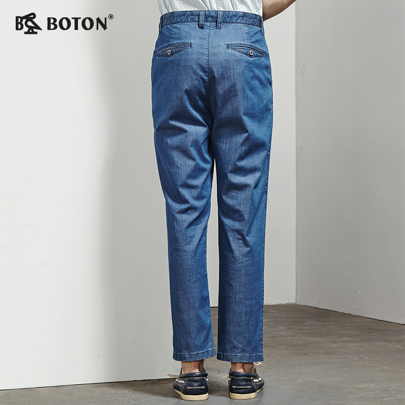 Купить Джинсы мужские boton波顿 男装牛仔裤 蓝色薄款长裤 男士me565116 в интернет ...