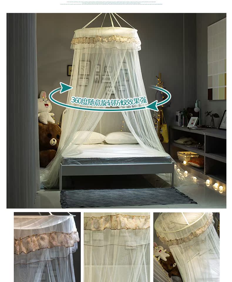 Dome lưới trần hạ cánh 1,2 m giường công chúa Giường đôi nhà cài đặt miễn phí của gió trần 1,5 m rèm văn bản - Lưới chống muỗi kiểu màn khung đẹp