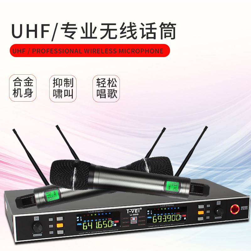 T-VEI - One Drag Two Wireless Microphone River Infrared FM Professional Performance KTV